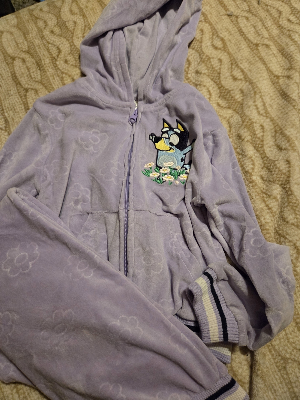 Disney Lavender Hooded Zip Tracksuit with Bluey Embroidery